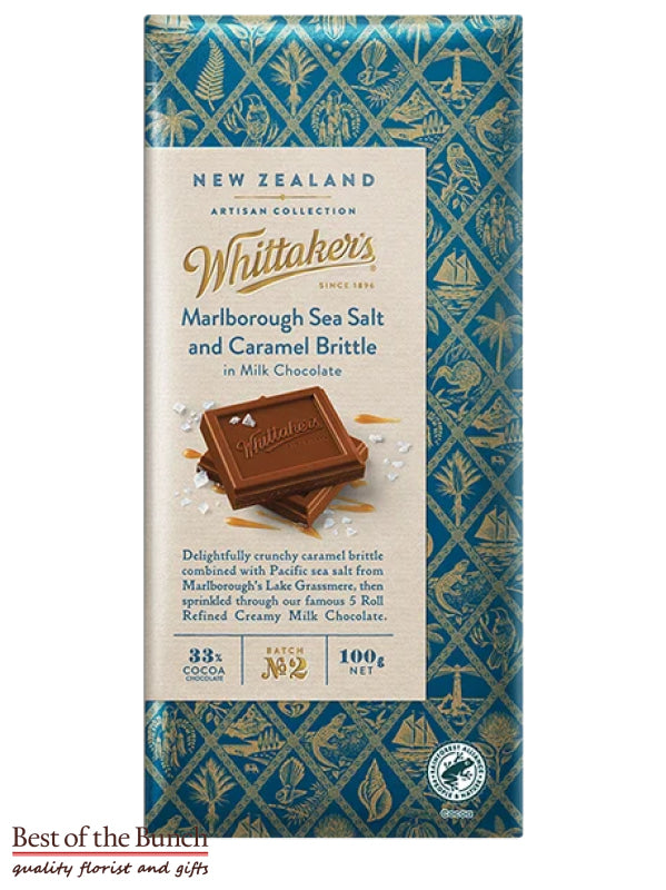 New Zealand Whittakers Artisan Collection Chocolate Sea Salt & Caramel Brittle 100g Chocolates