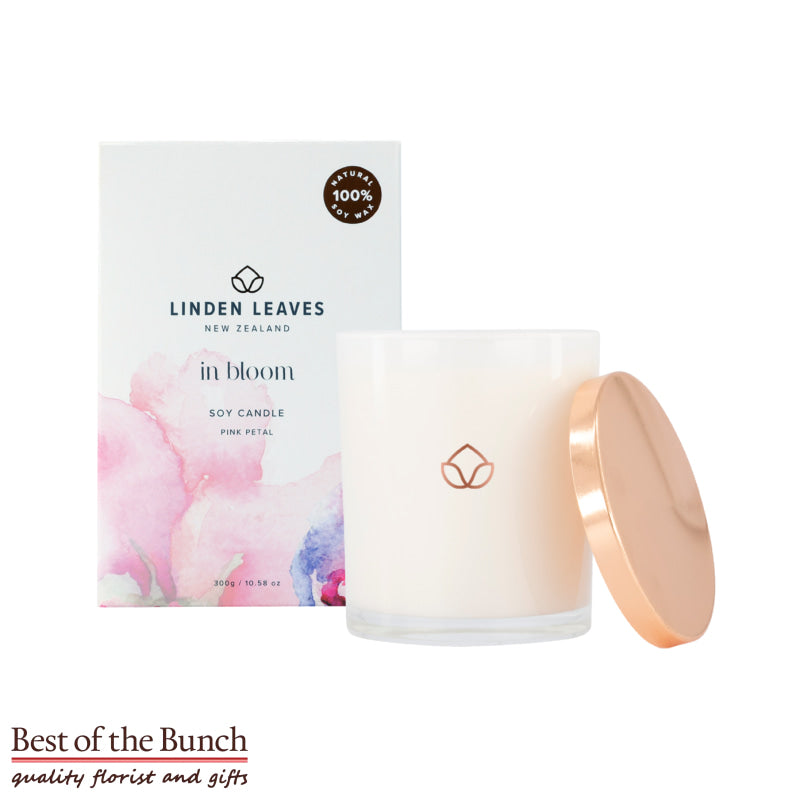 Pink Petal Fragranced Candle 300g - Linden Leaves New Zealand - Best of the Bunch Florist Wellington