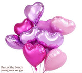 Plain Heart Shaped Foil - Bouquet of Helium Balloons  - Choose Your Colours - Solid Colours - Best of the Bunch Florist Wellington