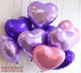 Plain Heart Shaped Foil - Bouquet of Helium Balloons  - Choose Your Colours - Solid Colours - Best of the Bunch Florist Wellington