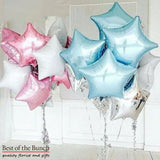 Plain Star Shaped Foil - Bouquet of Helium Balloons  - Choose Your Colours - Solid Colours - Best of the Bunch Florist Wellington