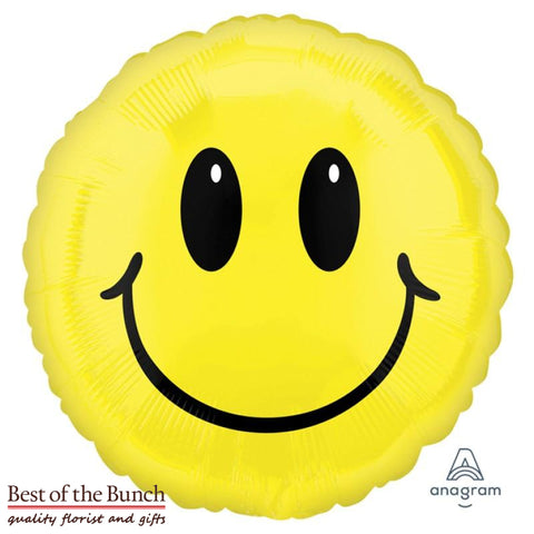 Smiley Face Foil Helium Balloon 45cm (18") - Best of the Bunch Florist Wellington