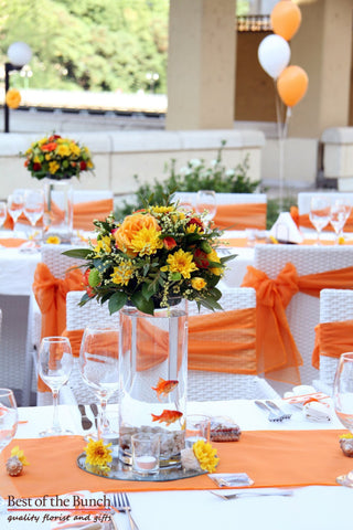 Table Flower Arrangement Fire Bowl - Best of the Bunch Florist Wellington