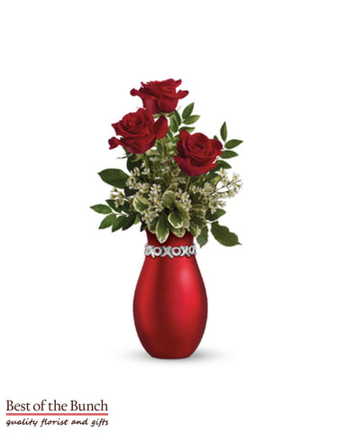 Valentine's Day Flowers 3 Long Stemmed Red Roses (40cm) - Best of the Bunch Florist Wellington