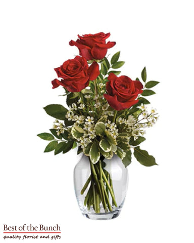 Valentine’s Day Flowers 3 Red Roses Flowers