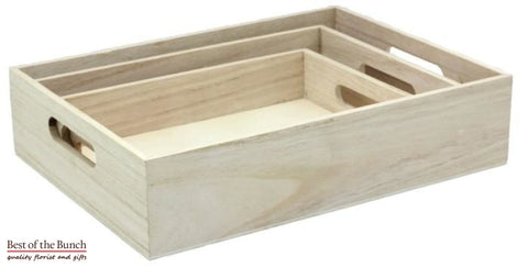 1 x  NZ Made Wooden Gift Box / Wooden Tray with handles - Best of the Bunch Florist Wellington