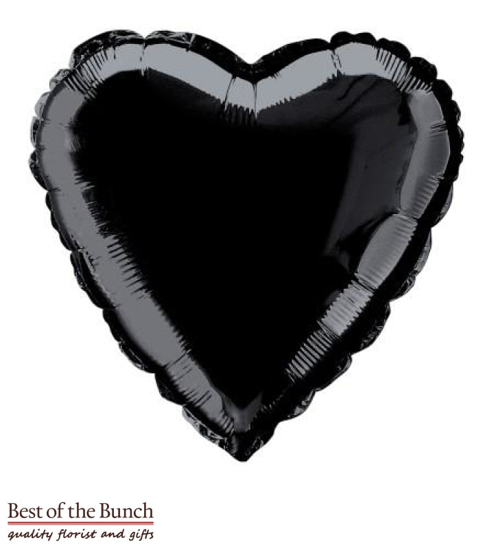 Black Heart Shaped Foil Helium Balloon 45cm (18") - Best of the Bunch Florist Wellington