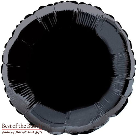 Black Round Shaped Foil Helium Balloon 45cm (18") - Best of the Bunch Florist Wellington