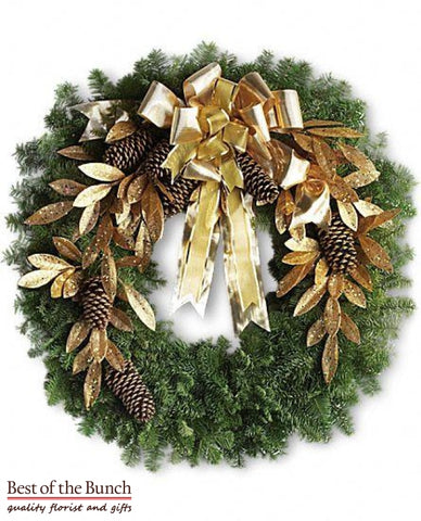 Christmas Wreath Gold Sparkle - Best of the Bunch Florist Wellington