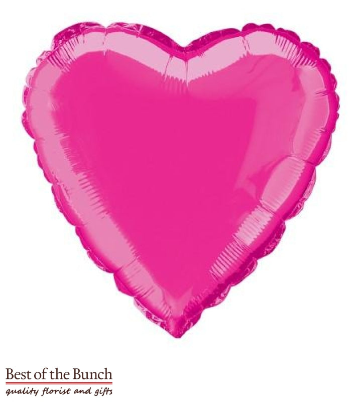Dark Hot Pink Heart Shaped Foil Helium Balloon 45cm (18") - Best of the Bunch Florist Wellington