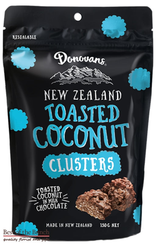 Donovans New Zealand Chocolates - Toasted Coconut Clusters 150g Re-Sealable Pouch - Best of the Bunch Florist Wellington