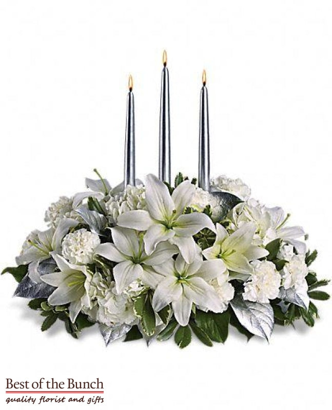 Flower Table Arrangement Silver Elegance Centerpiece - Best of the Bunch Florist Wellington