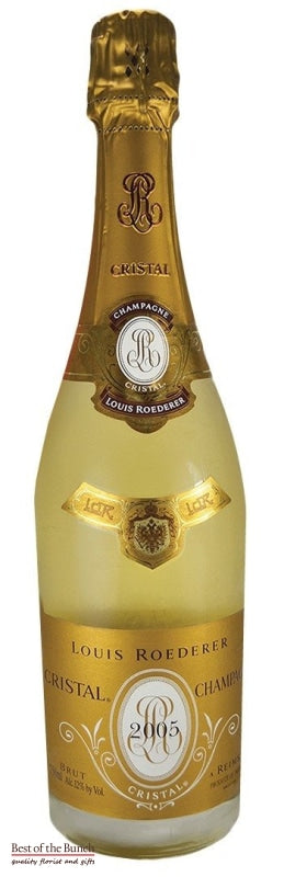 French Champagne - Cristal 2005 - Louis Roederer Cristal Champagne 2005 Vintage - Delivered In a Cristal Presentation Box - Best of the Bunch Florist Wellington