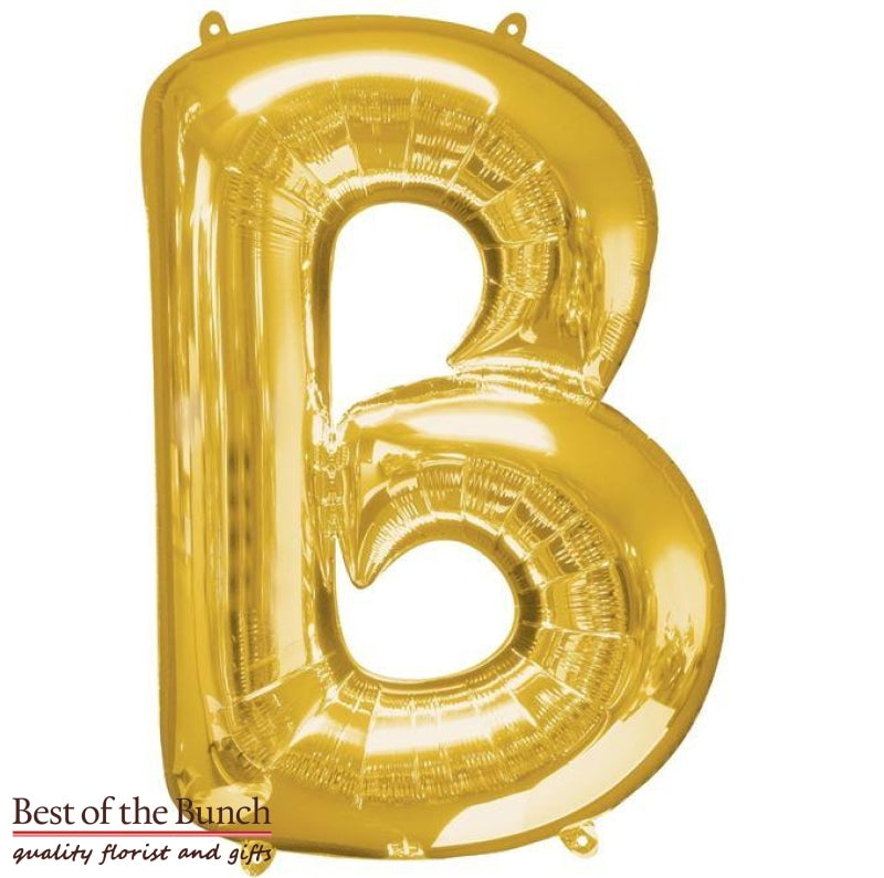 Giant XXL Extra Large Alphabet Letter B Gold Foil Helium Balloon 86cm (34") - Best of the Bunch Florist Wellington