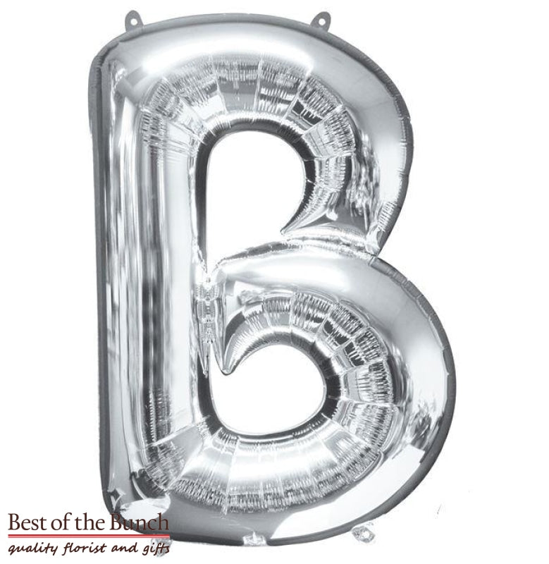 Giant XXL Extra Large Alphabet Letter B Silver Foil Helium Balloon 86cm (34") - Best of the Bunch Florist Wellington