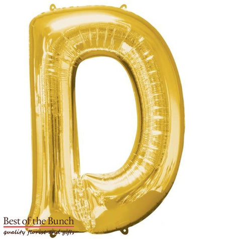 Giant XXL Extra Large Alphabet Letter D Gold Foil Helium Balloon 86cm (34") - Best of the Bunch Florist Wellington