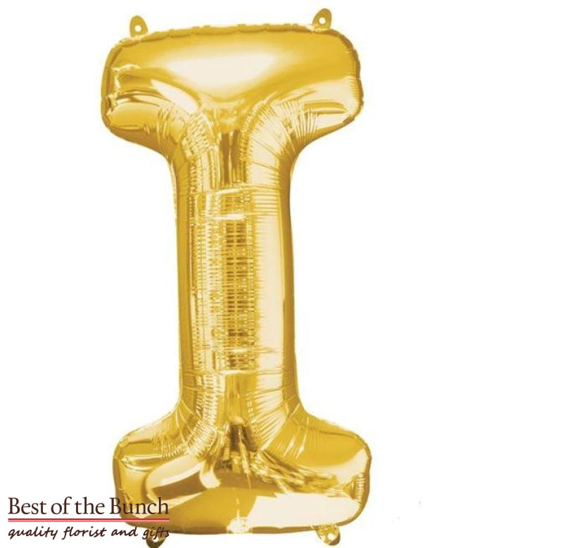 Giant XXL Extra Large Alphabet Letter I Gold Foil Helium Balloon 86cm (34") - Best of the Bunch Florist Wellington