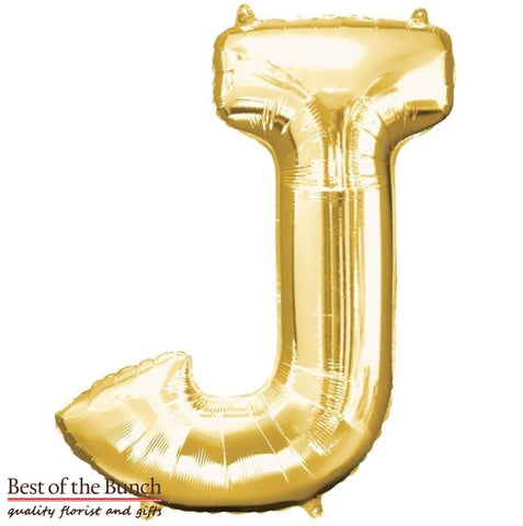 Giant XXL Extra Large Alphabet Letter J Gold Foil Helium Balloon 86cm (34") - Best of the Bunch Florist Wellington