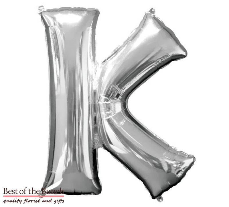 Giant XXL Extra Large Alphabet Letter K Silver Foil Helium Balloon 86cm (34") - Best of the Bunch Florist Wellington