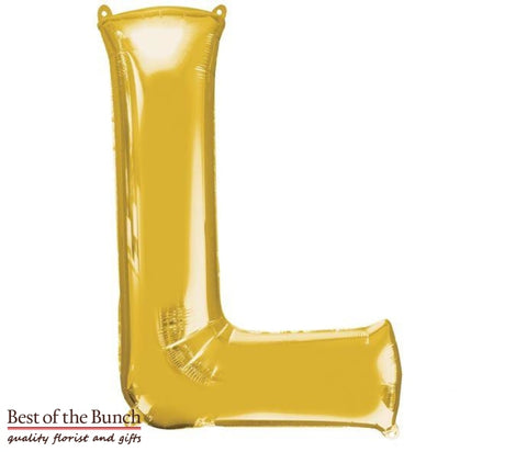 Giant XXL Extra Large Alphabet Letter L Gold Foil Helium Balloon 86cm (34") - Best of the Bunch Florist Wellington