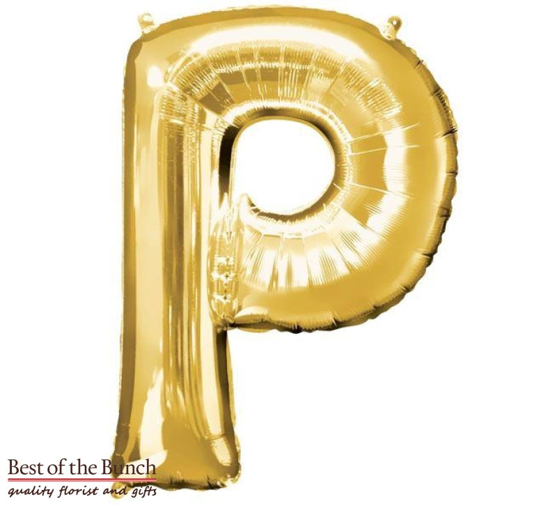 Giant XXL Extra Large Alphabet Letter P Gold Foil Helium Balloon 86cm (34") - Best of the Bunch Florist Wellington