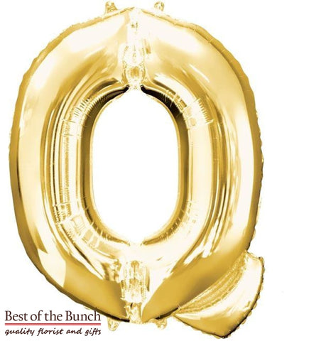 Giant XXL Extra Large Alphabet Letter Q Gold Foil Helium Balloon 86cm (34") - Best of the Bunch Florist Wellington