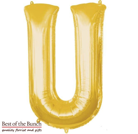 Giant XXL Extra Large Alphabet Letter U Gold Foil Helium Balloon 86cm (34") - Best of the Bunch Florist Wellington