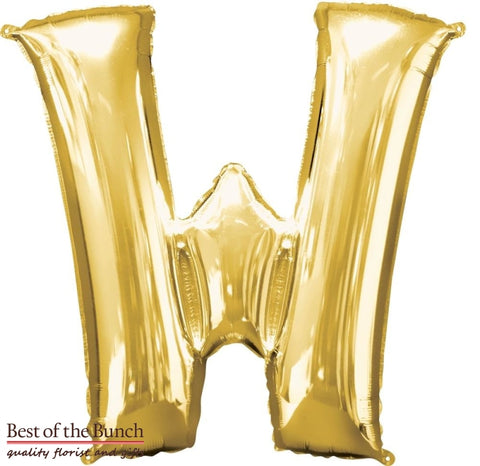 Giant XXL Extra Large Alphabet Letter W Gold Foil Helium Balloon 86cm (34") - Best of the Bunch Florist Wellington