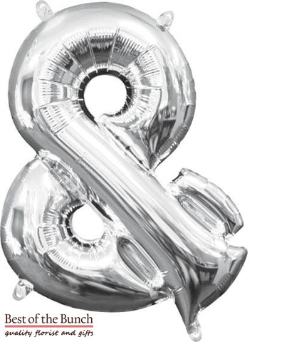 Giant XXL Extra Large Symbol & (and) Ampersand Silver Foil Helium Balloon 86cm (34") - Best of the Bunch Florist Wellington