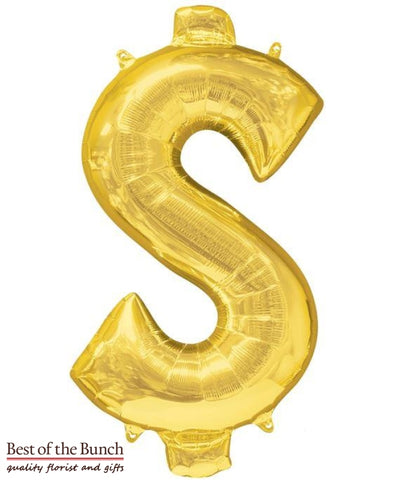 Giant XXL Extra Large Symbol $ (dollar or money) Gold Foil Helium Balloon 86cm (34") - Best of the Bunch Florist Wellington