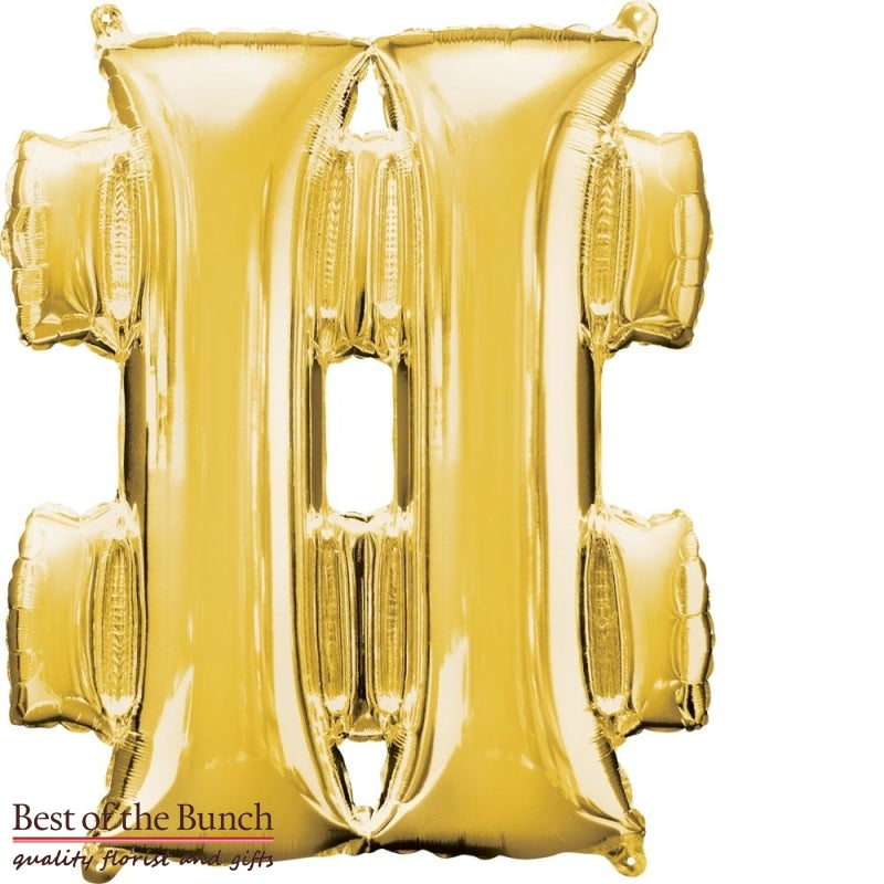 Giant XXL Extra Large Symbol # #Hashtag Gold Foil Helium Balloon 86cm (34") - Best of the Bunch Florist Wellington