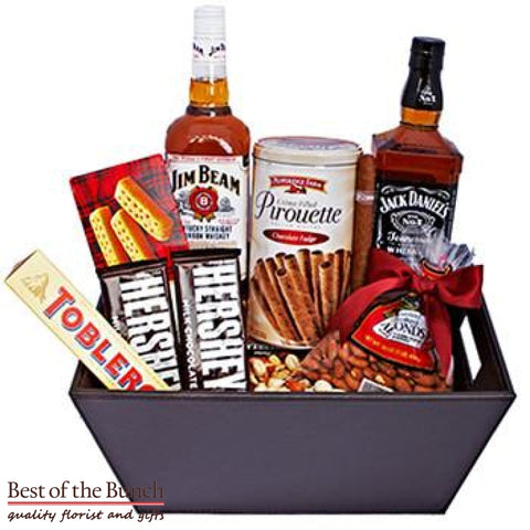 Gift Box Jim Beam & Jack Daniels With Fine Snacks - Best of the Bunch Florist Wellington