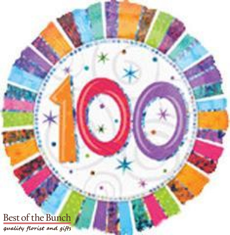 Happy 100th Birthday Foil Helium Balloon 45cm (18") - Best of the Bunch Florist Wellington