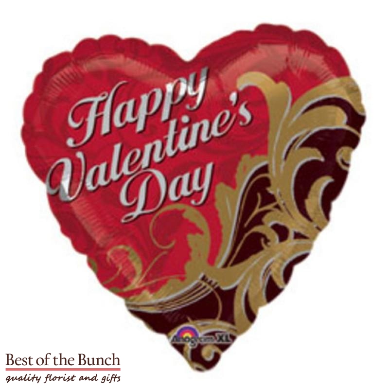 Happy Valentine's Day Heart Shaped Foil Helium Balloon 45cm (18") - Best of the Bunch Florist Wellington