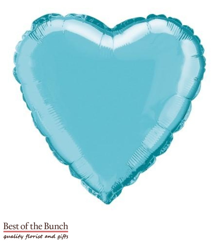 Light Baby Blue Heart Shaped Foil Helium Balloon 45cm (18") - Best of the Bunch Florist Wellington