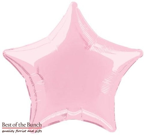 Light Baby Pink Star Shaped Foil Helium Balloon 51cm (20") - Best of the Bunch Florist Wellington