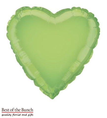 Lime Green Heart Shaped Foil Helium Balloon 45cm (18") - Best of the Bunch Florist Wellington