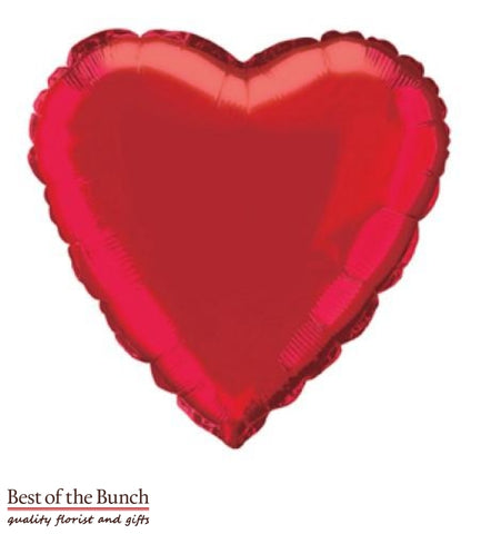 Red Heart Shaped Foil Helium Balloon 45cm (18") - Best of the Bunch Florist Wellington