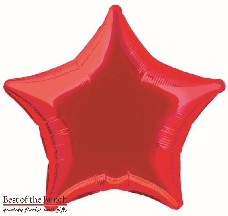 Red Star Shaped Foil Helium Balloon 51cm (20") - Best of the Bunch Florist Wellington