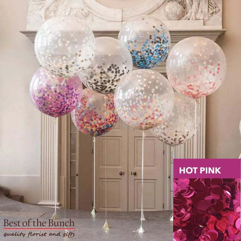Round Dark Hot Pink Confetti Filled Giant XXL Extra Large Helium Balloon 60cm (24") OR 90cm (36") - Best of the Bunch Florist Wellington