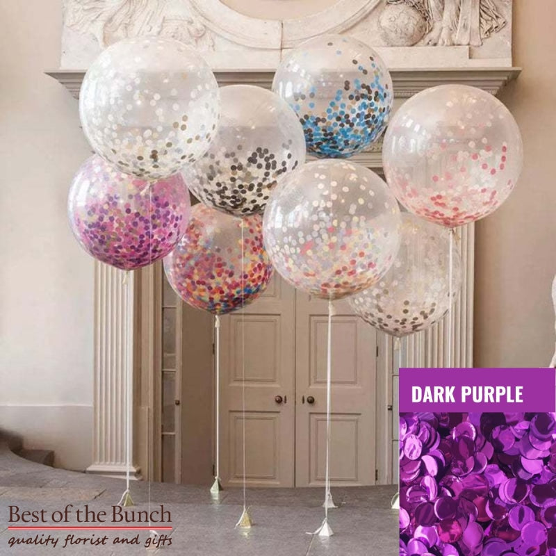 Round Dark Purple Confetti Filled Giant XXL Extra Large Helium Balloon 60cm (24") OR 90cm (36") - Best of the Bunch Florist Wellington
