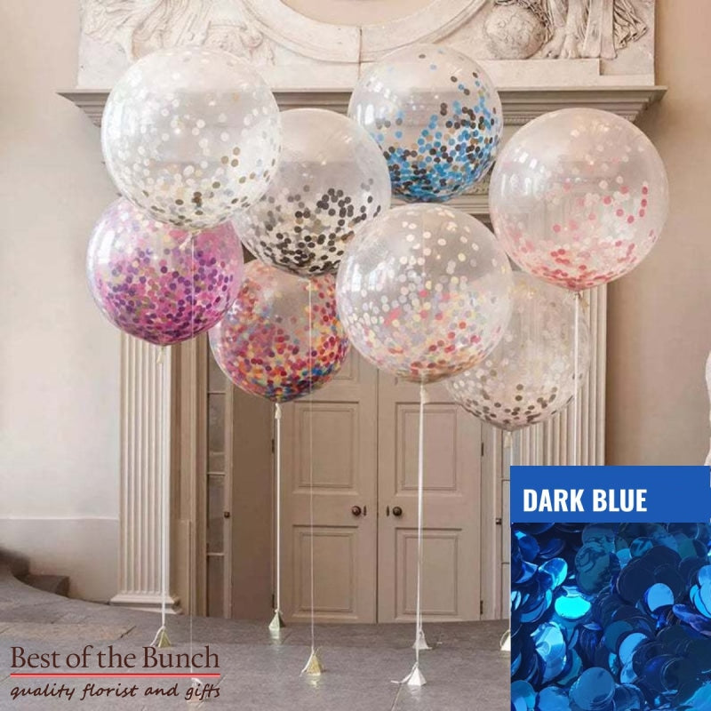 Round Dark Royal Blue Confetti Filled Giant XXL Extra Large Helium Balloon 60cm (24") OR 90cm (36") - Best of the Bunch Florist Wellington