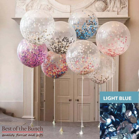 Round Light Baby Blue Confetti Filled Giant XXL Extra Large Helium Balloon 60cm (24") OR 90cm (36") - Best of the Bunch Florist Wellington