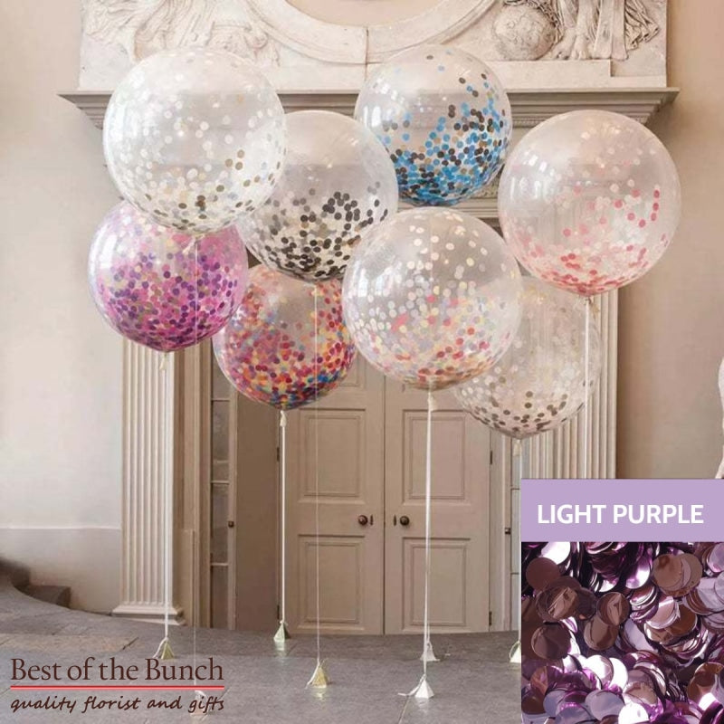 Round Light Purple Lilac Confetti Filled Giant XXL Extra Large Helium Balloon 60cm (24") OR 90cm (36") - Best of the Bunch Florist Wellington