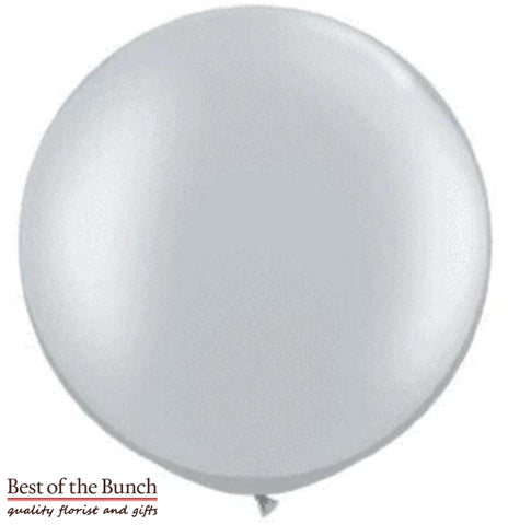 Silver Round Latex Giant XXL Extra Large Helium Balloon 60cm (24") OR 90cm (36") - Best of the Bunch Florist Wellington